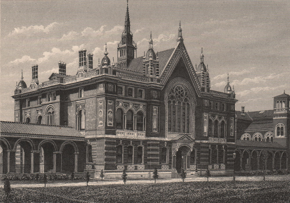 The Great Hall, Dulwich College, London c1880 old antique print picture